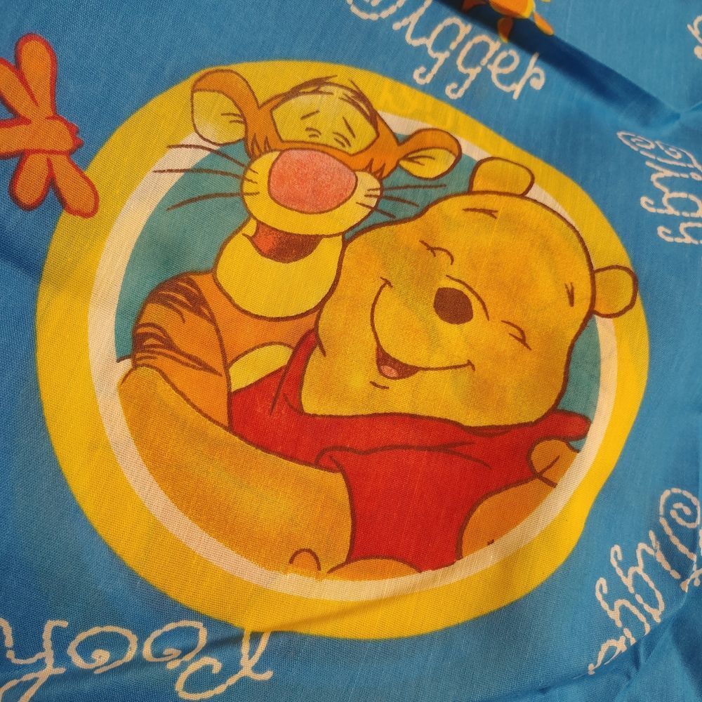 Pooh And Tigger Fabric 3 Yards Blue and Yellow 90"W